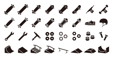 Skateboarding icon set (Flat silhouette version) - obrazy, fototapety, plakaty
