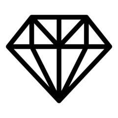 Diamond Gemstone Jewelry Flat Icon Isolated On White Background