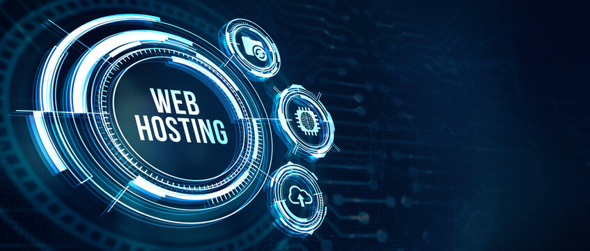 Internet, business, Technology and network concept. Web Hosting. The activity of providing storage space and access for websites. 3d illustration.