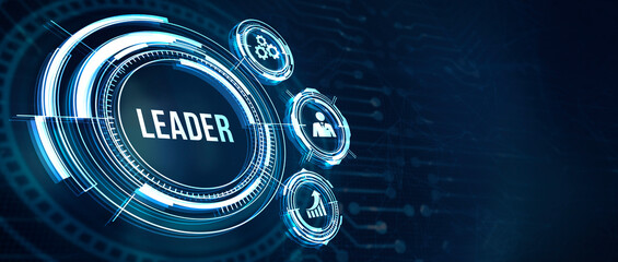 Internet, business, Technology and network concept.Successful team leader.  Business leadership concepts. A successful team leader is a manager market leader. 3d illustration.