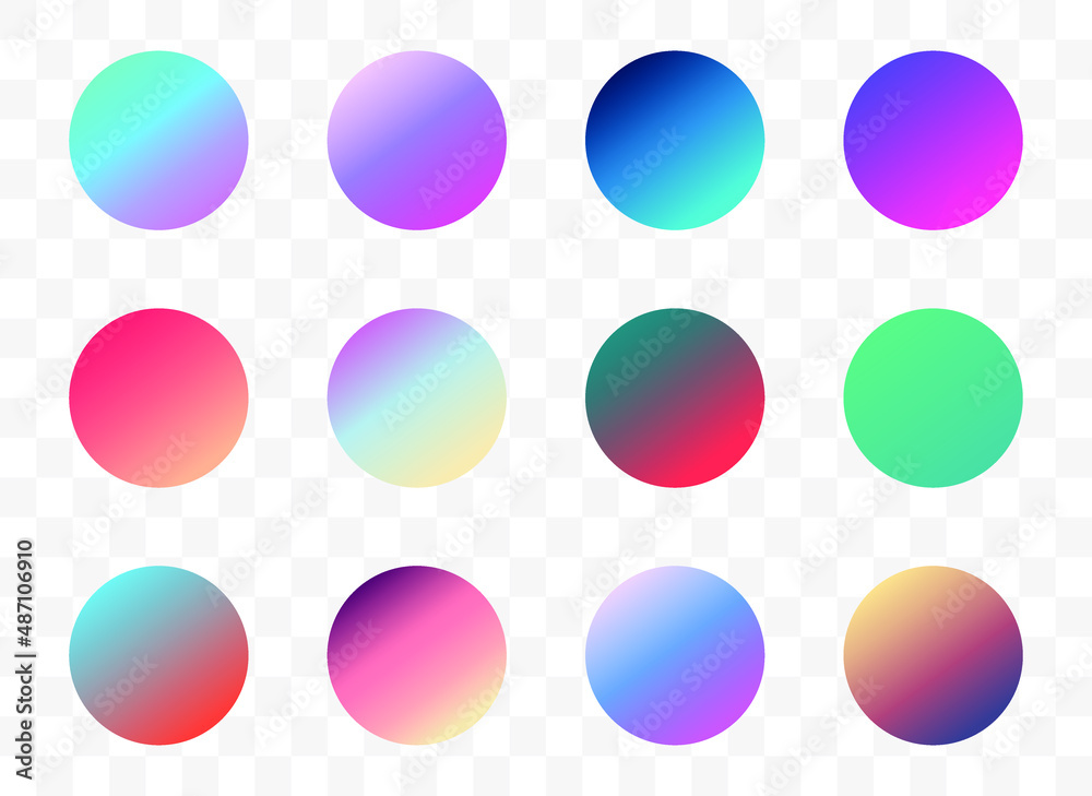 Poster set of round vector gradient. multicolor sphere. modern abstract background texture. template for de