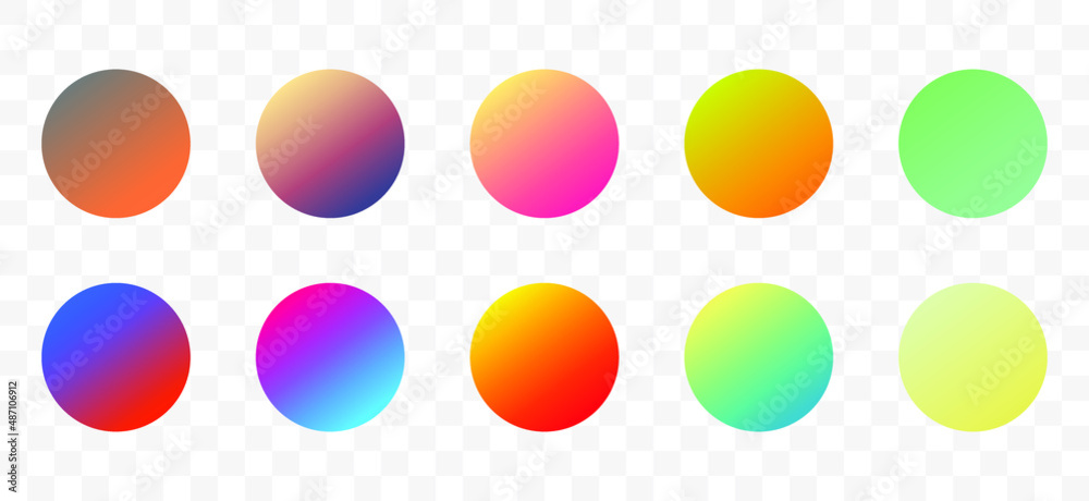 Poster set of round vector gradient. multicolor sphere. modern abstract background texture. template for de