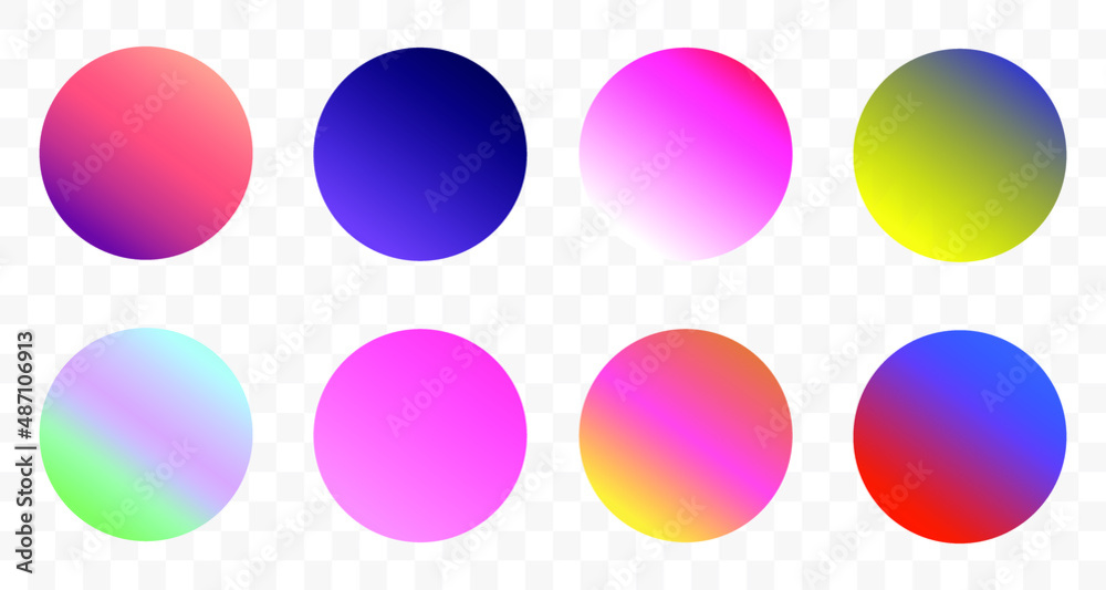 Poster set of round vector gradient. multicolor sphere. modern abstract background texture. template for de