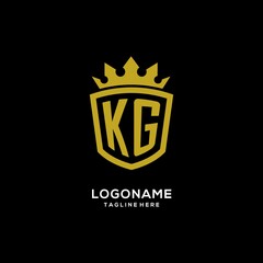 Initial KG logo shield crown style, luxury elegant monogram logo design - obrazy, fototapety, plakaty