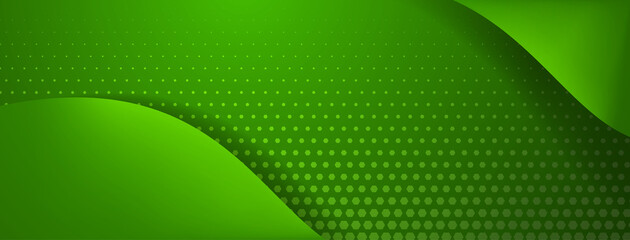 Abstract background made of curved lines and halftone dots in green colors