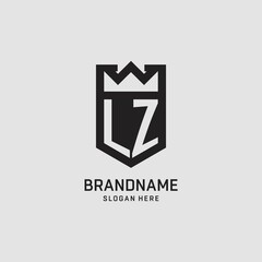Initial LZ logo shield shape, creative esport logo design - obrazy, fototapety, plakaty