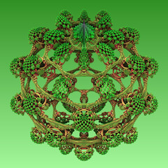 The abstract fantastic beauty of mathematics. Bizarre color pattern of fractal sets. An intricately woven wreath of cosmic flowers. 3D render.