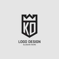 Initial KO logo shield shape, creative esport logo design