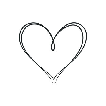 Continuous line drawing of love sign. Love heart one line drawing