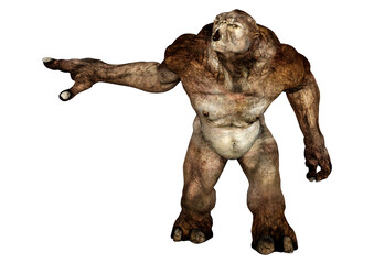 3D Rendering Fantasy Troll on White