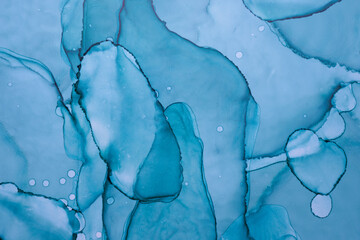 Abstract navy blue ocean sea sky watercolor background. indigo paint stains and spots, water waves,...