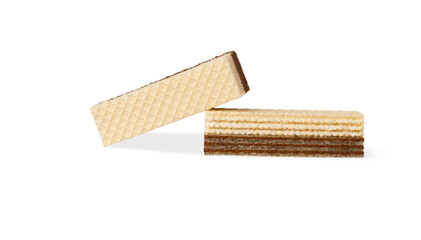 Chocolate and creamy stuffed wafer isolated on white background