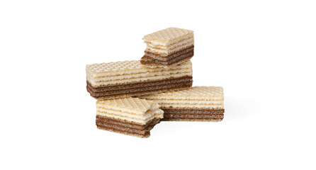 Chocolate and creamy stuffed wafer isolated on white background