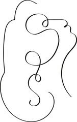 Silhouette of woman, silhouette of girl, line art, logo woman, face one line