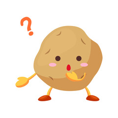 不思議そうな顔をしたかわいいじゃがいものキャラクターのイラスト