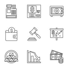line finance related icons, simple graphic elements for web and mobile