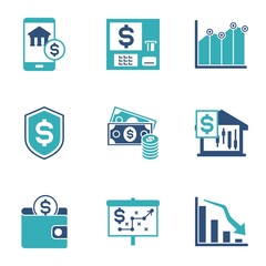 two color finance related icons, simple graphic elements for web and mobile