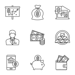 line finance related icons, simple graphic elements for web and mobile