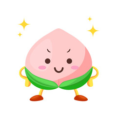 得意気な顔をしたかわいい桃のキャラクターのイラスト
