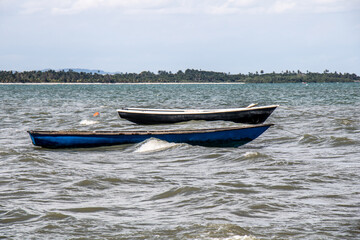 
Boats moored in the sea of ​​bahia brazil