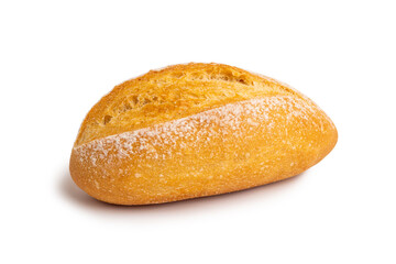 Mini French baguette isolated on white background with clipping path attached the image only on the baguette. Cutout.