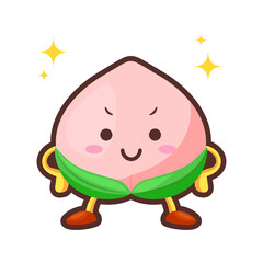 得意気な顔をしたかわいい桃のキャラクターのイラスト