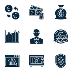 filled simple finance related icons, simple graphic elements for web and mobile