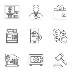 line finance related icons, simple graphic elements for web and mobile