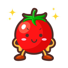 得意げな顔のかわいいミニトマトのキャラクターのイラスト