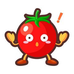 驚いているかわいいミニトマトのキャラクターのイラスト