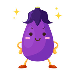 得意気な顔のかわいいナスビのキャラクターのイラスト