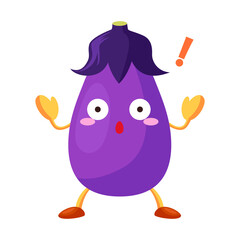 驚いているかわいいナスビのキャラクターのイラスト