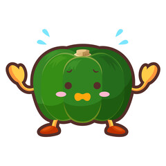 焦っているかわいい南瓜のキャラクターのイラスト
