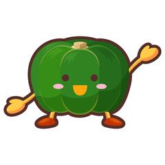 片手を挙げるかわいい南瓜のキャラクターのイラスト