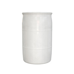 Plastic barrel white side view on a white background, 3d render