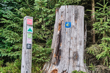 signpost along the Rothharsteig hiking trail