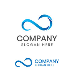abstract splash wave unlimited logo design with infinity vector icon symbol