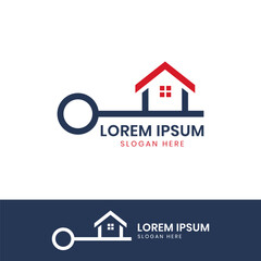 Fototapeta premium minimalist Elegant Key House Logo Design, Real Estate Logo Icon Symbol Design Vector Template