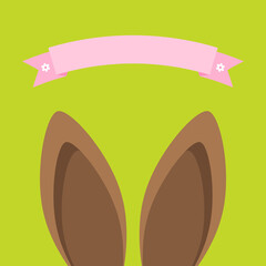 Osterkarte Hasenohren Banner Grün/Braun