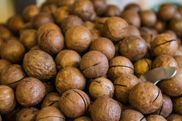 Macadamia nuts on display in a shop in Yerevan. Armenia 