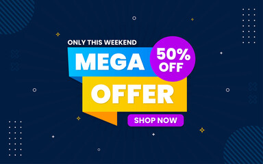 Mega offer banner design with editable text effect