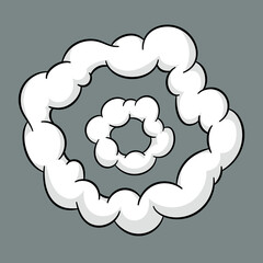 Comic cloud or smoke, cartoon vector motion effects, and explosions