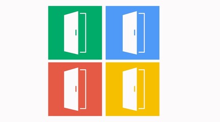 Door icon set. Vector flat editable set of color door signs