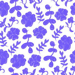 Seamless pattern with lilac and purple flowers