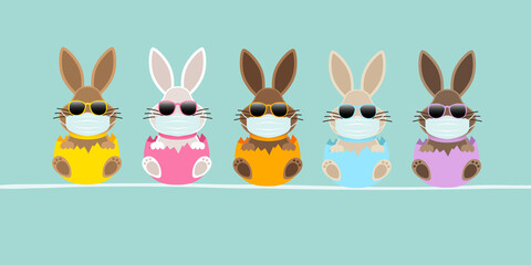 5 Osterhasen Maske Sonnenbrille In Eierschale Sitzend Türkis
