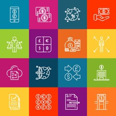 Modern thin line icons set of exchange elements. Premium quality outline symbol collection. Simple mono linear pictogram pack. Stroke vector logo concept for web graphics