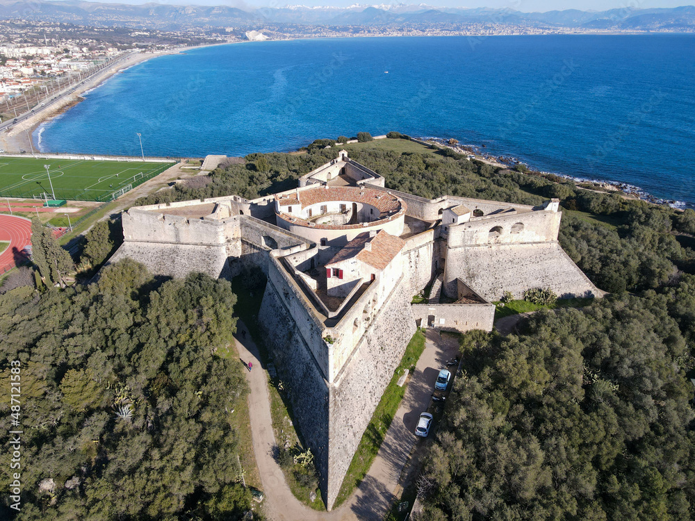 Wall mural Drone view at fort Carre of Antibes in France