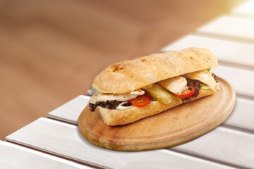 Classic sandwich bread ,wood table