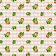 Watercolor house plants pattern, Textile natural background, Succulent background, Wallpaper design, Modern print design, Flower pattern, Interior ornament, Plant addictive, Indoor garden