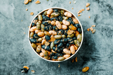 roasted soya beans of different colors